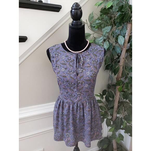 LOFT Top Blouse Womens Medium Multi Floral Ruffle Trim Sleeveless Round Neck - Picture 1 of 10